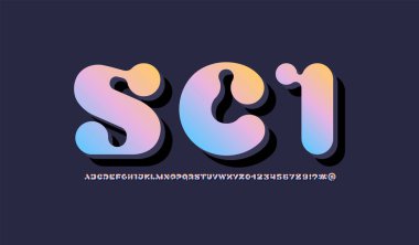 Beautiful futuristic science font alphabet, vector illustration 10EPS