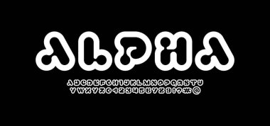 Trendy futuristic science font alphabet, letters and numbers, vector illustration 10EPS