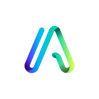 Ribbon font alphabet, English uppercase 3d letter A, vector illustration 10EPS