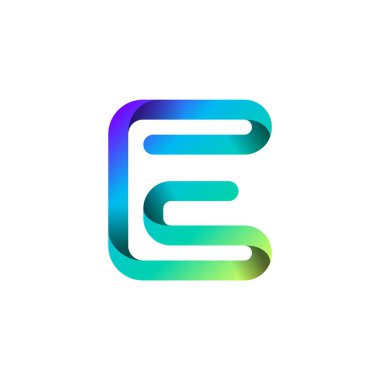 Ribbon font alphabet, English uppercase 3d letter E, vector illustration 10EPS