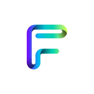 Ribbon font alphabet, English uppercase 3d letter F, vector illustration 10EPS