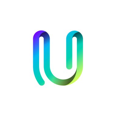 Ribbon font alphabet, English uppercase 3d letter U, vector illustration 10EPS