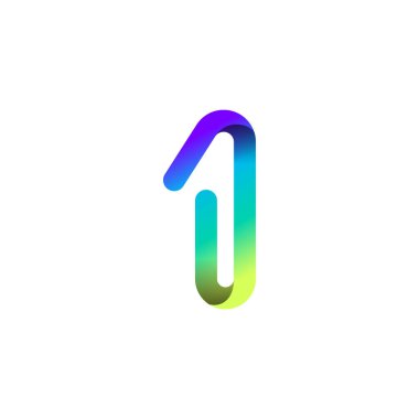 Arab number one logo formed by colorful bright line, folded from ribbon, vector illustration 10EPS