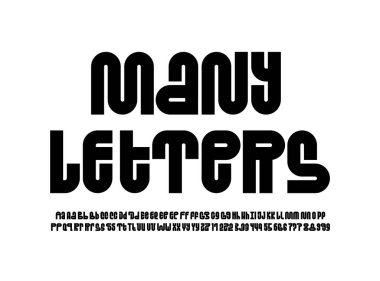 Tasarım logonuz veya marka adınız için soyut alfabe yazı tipi, sanat tipografi harfleri ve numaralar, vektör illüstrasyonu 10EPS