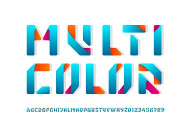 Abstract colored paper alphabet font, for design logo or brand name or game, vector illustration 10EPS