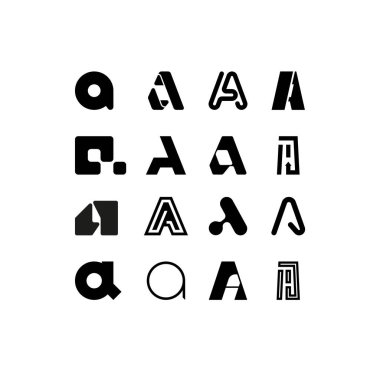 Set of alphabet symbols and elements of letter A, collection monogram design initial letter with unique modern concept for idea emblem or a logo, vector illustration 10eps