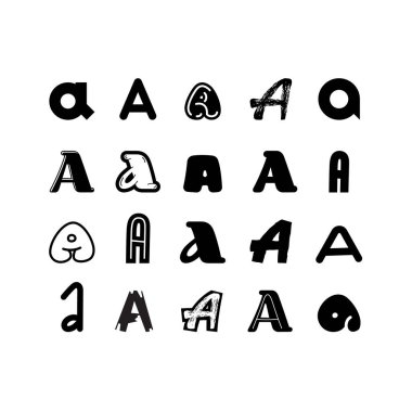 Set of alphabet symbols and elements of letter A, collection monogram design initial letter with unique modern concept for idea emblem or a logo, vector illustration 10eps