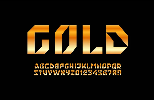 Abstract Tech Gold Techno Alphabet Golden Font Your Future Space — Διανυσματικό Αρχείο