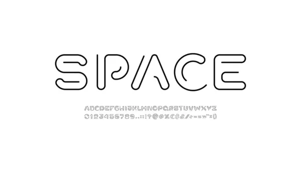 Digital Style Alphabet Font Rounded Line Letters Numbers Made Linear — Διανυσματικό Αρχείο