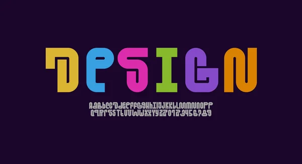 Alphabet Unique Style Ludique Polices Vives Enfantines Typographie Inhabituelle Lettres — Image vectorielle