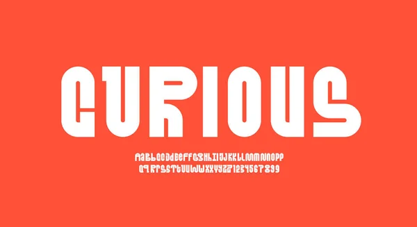 Unusual Alphabet Font Art Typography Unique White Letters Numbers Vector — Stock Vector