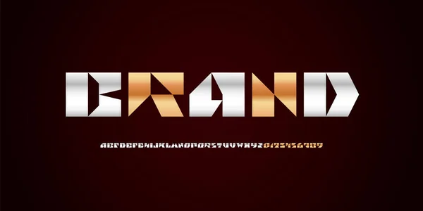 Abstrak Tech Techno Huruf Emas Alfabet Untuk Desain Atau Merek - Stok Vektor