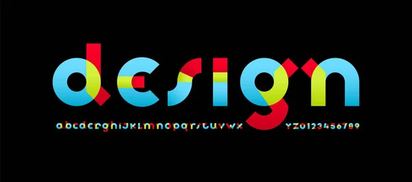 Multi Kleur Lettertype Alfabet Heldere Trendy Letters Van Tot Nummers — Stockvector