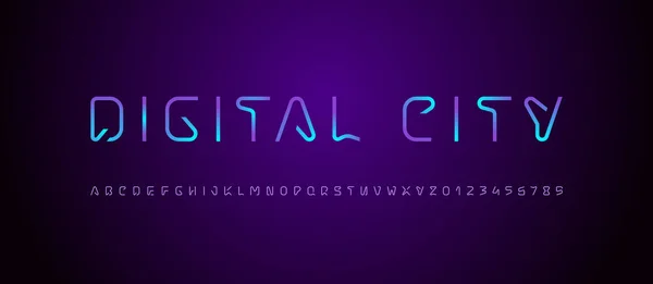 Τεχνική Φωτεινή Γραμματοσειρά Λεπτό Ψηφιακό Αλφάβητο Μοντέρνα Κεφαλαία Λατινικά Γράμματα — Διανυσματικό Αρχείο