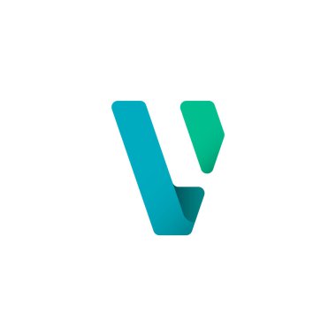 Kağıt alfabe origami yazı tipi, logo tasarımınız için gölge, çok renkli V harfi, vektör illüstrasyon 10EPS