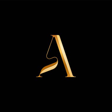 3d Latin harfi. Bir serif alfabesi, logotlar, düğün davetiyeleri ya da parfüm tasarımı için mükemmel zarif bir altın font klasiği.