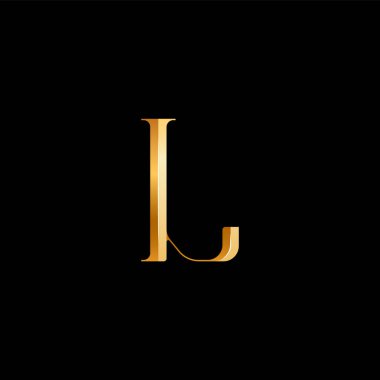 3 d Latince harf L serif alfabesi, zarif altın yazı tipi klasik logotler, düğün davetiyeleri, moda veya parfüm tasarımı için mükemmel, marka 10EPS vektör illüstrasyonu
