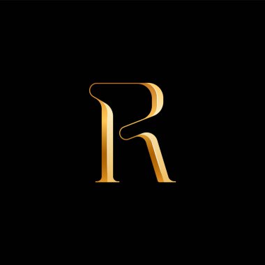 3d Latince harf R serif alfabesi, zarif altın yazı tipi klasik logotler, düğün davetiyeleri, moda veya parfüm tasarımı için mükemmel, marka 10EPS vektör illüstrasyonu