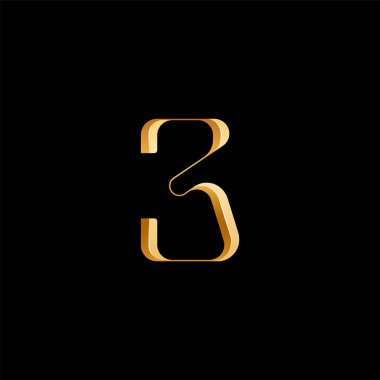 3d Arap rakamı 3 serif alfabesi, logotlar, düğün davetiyeleri, moda veya parfüm tasarımı, marka 10EPS vektör illüstrasyonu için mükemmel zarif altın yazı tipi.