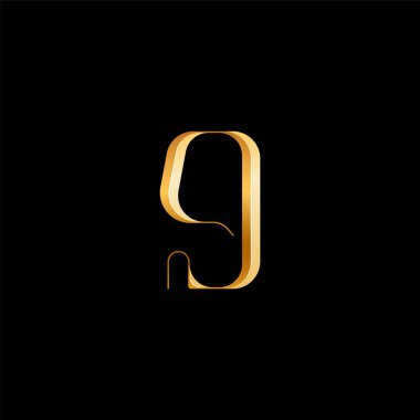 3d Arap rakamı 9 serif alfabesi, logotlar, düğün davetiyeleri, moda veya parfüm tasarımı, marka 10EPS vektör illüstrasyonu için mükemmel zarif altın font klasiği