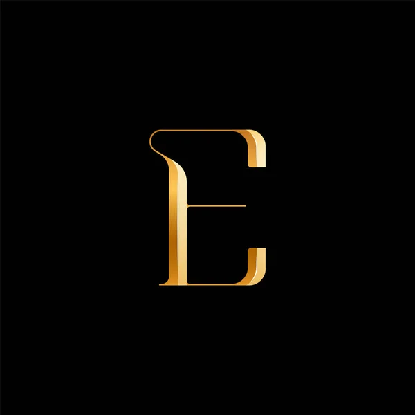 3Dラテン文字Eセリフアルファベット ロゴのための美しいエレガントな黄金のフォントの古典的な完璧な 結婚式の招待状 またはファッションや香水のデザイン ブランドなど ベクトル図10Eps — ストックベクタ