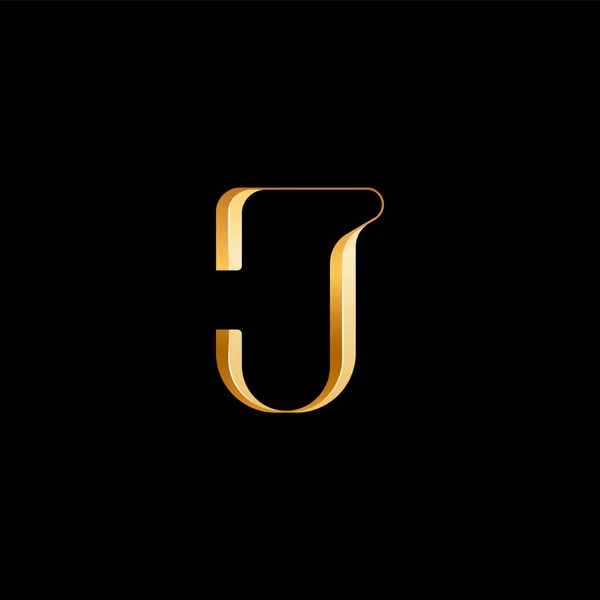 3D拉丁字母J Serif字母 漂亮优雅的金色字体经典完美的标志类型 婚宴邀请函 或时装或香水设计 品牌等 矢量插图10Eps — 图库矢量图片
