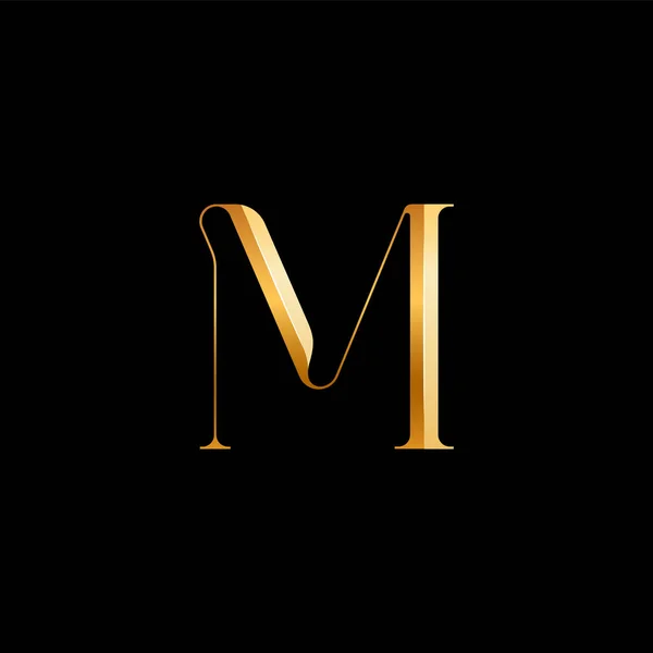 3D拉丁字母M Serif字母 漂亮优雅的金色字体经典完美的标志类型 婚宴邀请函 或时装或香水设计 品牌等 矢量插图10Eps — 图库矢量图片