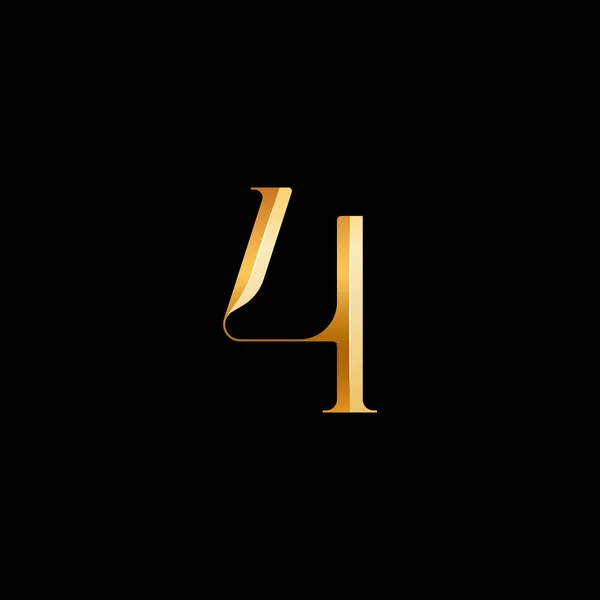 3Dアラビア数字4セリフアルファベット 結婚式の招待状 またはファッションや香水のデザイン ブランドなどのための完璧な美しいエレガントな黄金のフォント ベクトル図10Eps — ストックベクタ