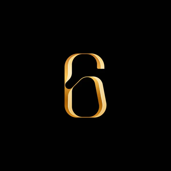 3D阿拉伯数字6丝氨酸字母 漂亮优雅的金色字体经典完美的标志类型 婚宴邀请函 时装或香水设计 品牌等 矢量插图10Eps — 图库矢量图片