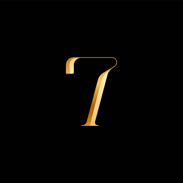 3D阿拉伯数字7串行字母表 漂亮优雅的金色字体经典完美的标志类型 婚宴邀请函 时装或香水设计 品牌等 矢量插图10Eps — 图库矢量图片