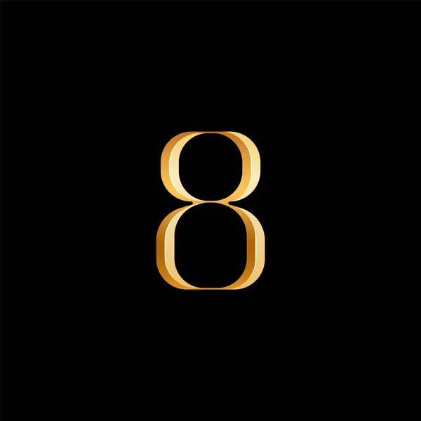 3D阿拉伯数字8串行字母表 漂亮优雅的金色字体经典完美的标志类型 婚宴邀请函 时装或香水设计 品牌等 矢量插图10Eps — 图库矢量图片