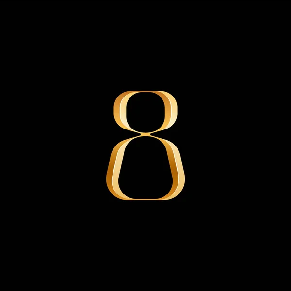 3D阿拉伯数字8串行字母表 漂亮优雅的金色字体经典完美的标志类型 婚宴邀请函 时装或香水设计 品牌等 矢量插图10Eps — 图库矢量图片