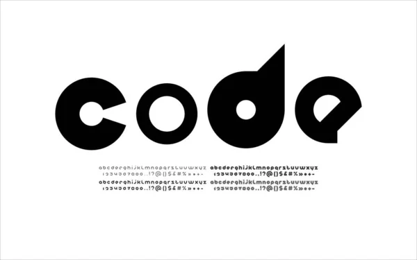 Zwart Lettertype Afgerond Modern Alfabet Met Vier Sets Van Verschillende — Stockvector