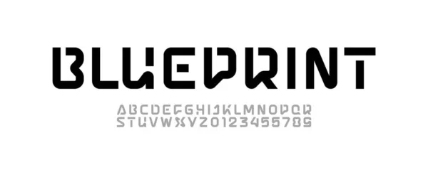 Technisch Vet Lettertype Digitaal Alfabet Trendy Hoofdletters Latijnse Dikke Letters — Stockvector