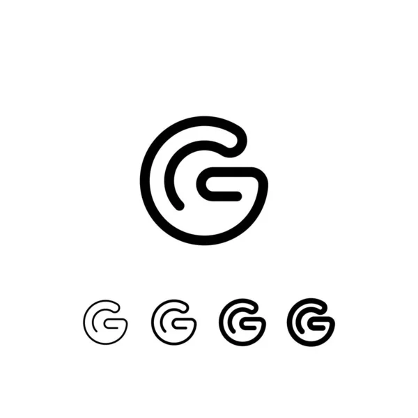 異なる厚さの5つのトレンディーな文字Gからセットを含むデジタル技術フォント丸みを帯びたアルファベット 現代の最小限のトレンディーなベクトルイラスト10Eps — ストックベクタ