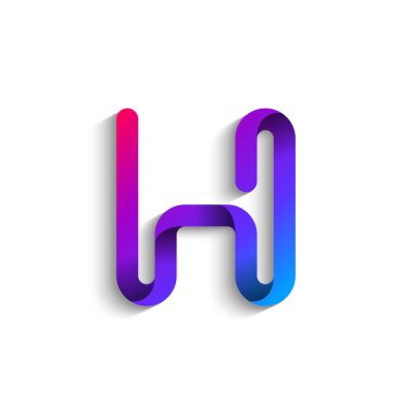 Ribbon font alphabet, English uppercase 3d letter H, vector illustration 10EPS