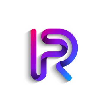 Ribbon font alphabet, English uppercase 3d letter R, vector illustration 10EPS