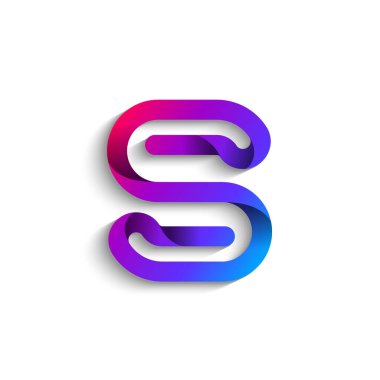 Ribbon font alphabet, English uppercase 3d letter S, vector illustration 10EPS