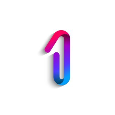 Arab number one logo formed by colorful bright line, folded from ribbon, vector illustration 10EPS