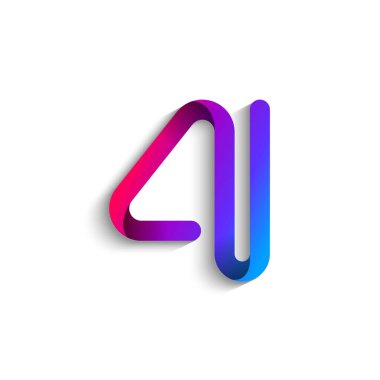 Arab number four logo formed by colorful bright line, folded from ribbon, vector illustration 10EPS