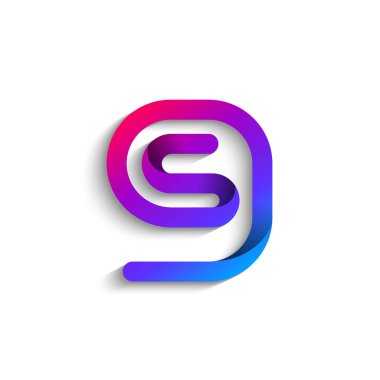 Arab number nine logo formed by colorful bright line, folded from ribbon, vector illustration 10EPS