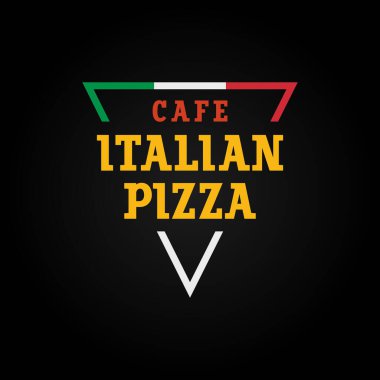 Pizza logosu şablonu, kafeler, fast food restoranları veya servis pizzacıları için tasarım amblemi veya rozeti, vektör illüstrasyon 10EPS