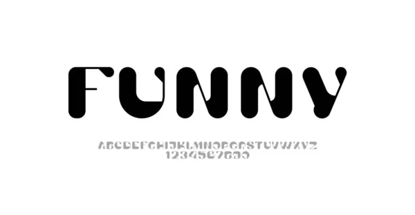 Забавный Шрифт Милый Современный Алфавит Закругленные Буквы Цифры Векторная Иллюстрация — стоковый вектор