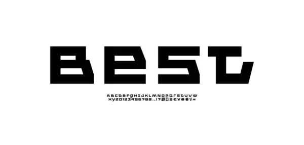 Tech Font Digital Cyber Alphabet Trendy Modern Latin Letters Números — Vector de stock
