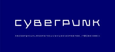 Teknoloji yazı tipi, dijital alfabe robotik teknoloji stili, A 'dan Z' ye Latince harfler ve Arap rakamları sizin için 0 'dan 9' a kadar, ui ux tasarımlar veya marka adı veya logo, vektör illüstrasyonu 10EPS