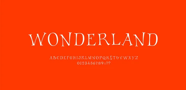 Märchenalphabet Fantasie Schrift Wunderland Stil Magische Weiße Großbuchstaben Lateinischen Buchstaben — Stockvektor