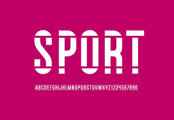 Gecondenseerd Lettertype Hoog Alfabet Moderne Letters Cijfers Voor Designs Logo — Stockvector