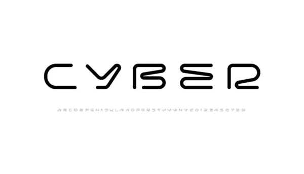Technical Wide Future Font Digital Cyber Alphabet Trendy Original Uppercase — Stock Vector