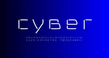 Dijital yazı tipi, dijital alfabe, A 'dan Z' ye Latince harfler ve logo tasarımlarınız için Arap numaraları veya marka adı veya logo, vektör illüstrasyonu 10EPS
