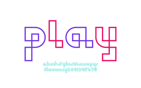 Alphabet Carré Pixels Police Géométrique Ligne Colorée Illustration Vectorielle 10Eps — Image vectorielle